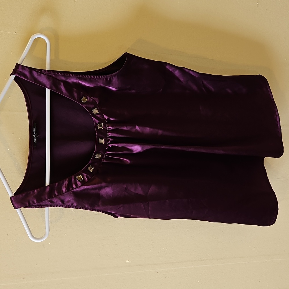 Daisy Fuentes Purple Satin Embellished Women's Top